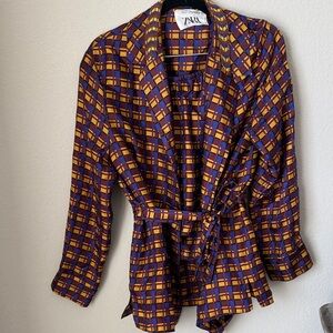 Zara Women's Vibrant Checkered (2piece) 
(100% SILK )